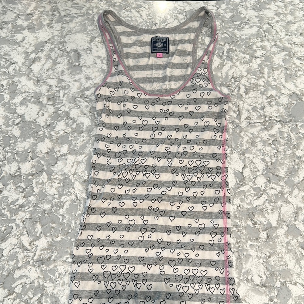 PINK Victoria's Secret Gray and Pink Heart Tank
